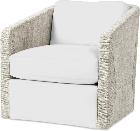 Palecek Carmine Swivel Lounge Chair, Fog White Fog White