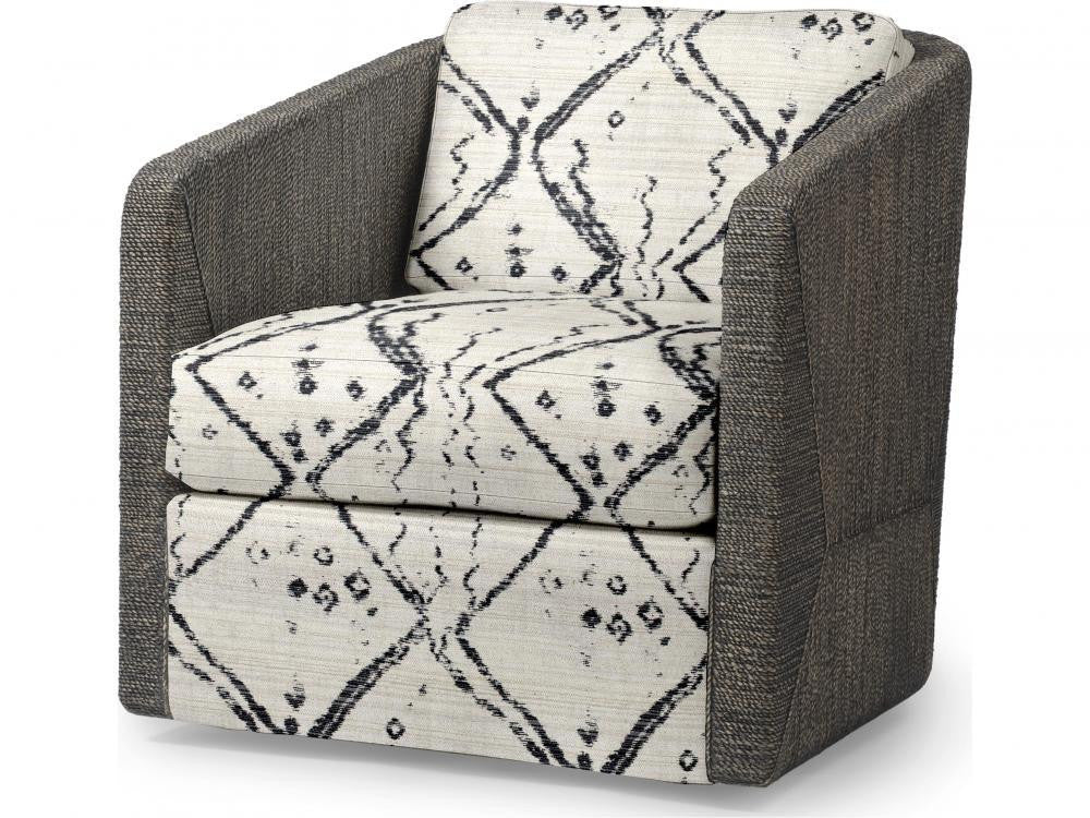 Palecek Carmine Swivel Mocha Wash Lounge Chair, Grade E  Mocha Wash