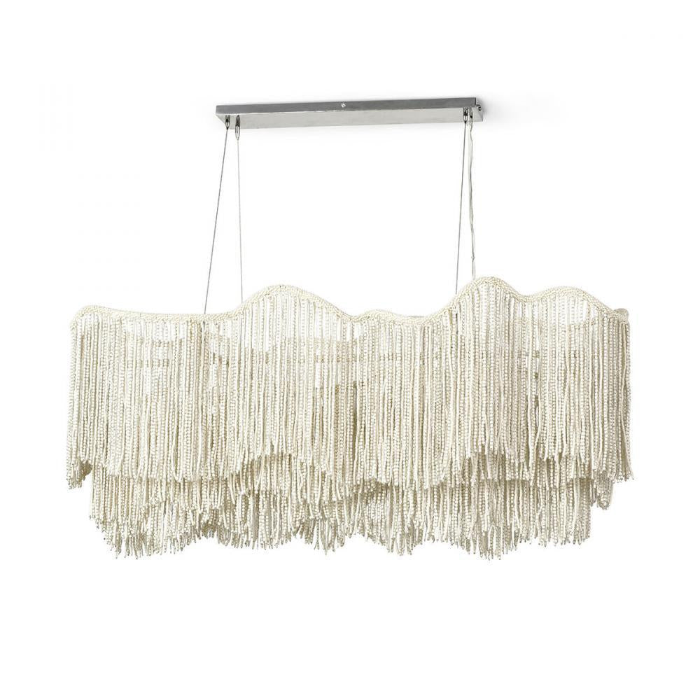 Palecek Elena Linear Chandelier, 6-Light, Cream, Nickel, 54.25"W (2331-79 3706TQ0K)