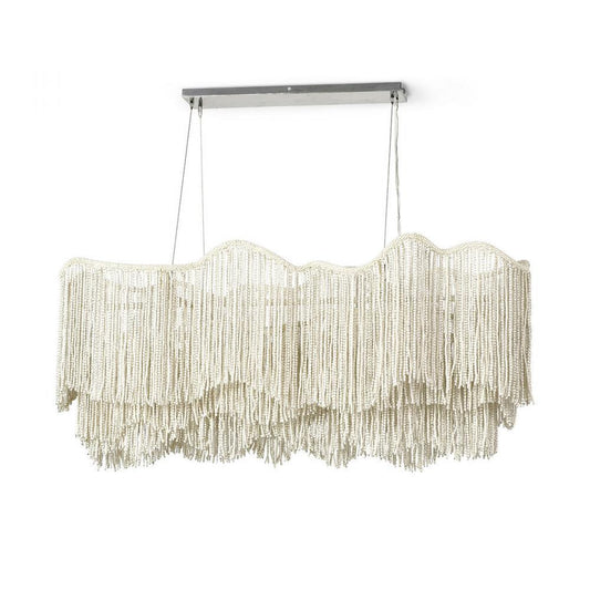 Palecek Elena Linear Chandelier, 6-Light, Cream, Nickel, 54.25"W (2331-79 3706TQ0K)