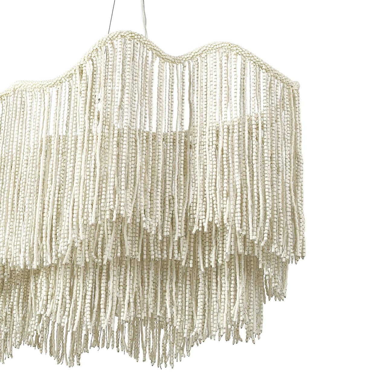 Palecek Elena Linear Chandelier, 6-Light, Cream, Nickel, 54.25"W (2331-79 3706TQ0K)