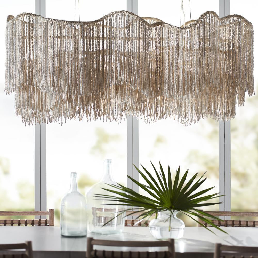 Palecek Elena Linear Chandelier, 6-Light, Cream, Nickel, 54.25"W (2331-79 3706TQ0K)