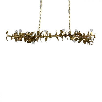 Palecek Eucalyptus Leaf Linear Chandelier Matte Brass