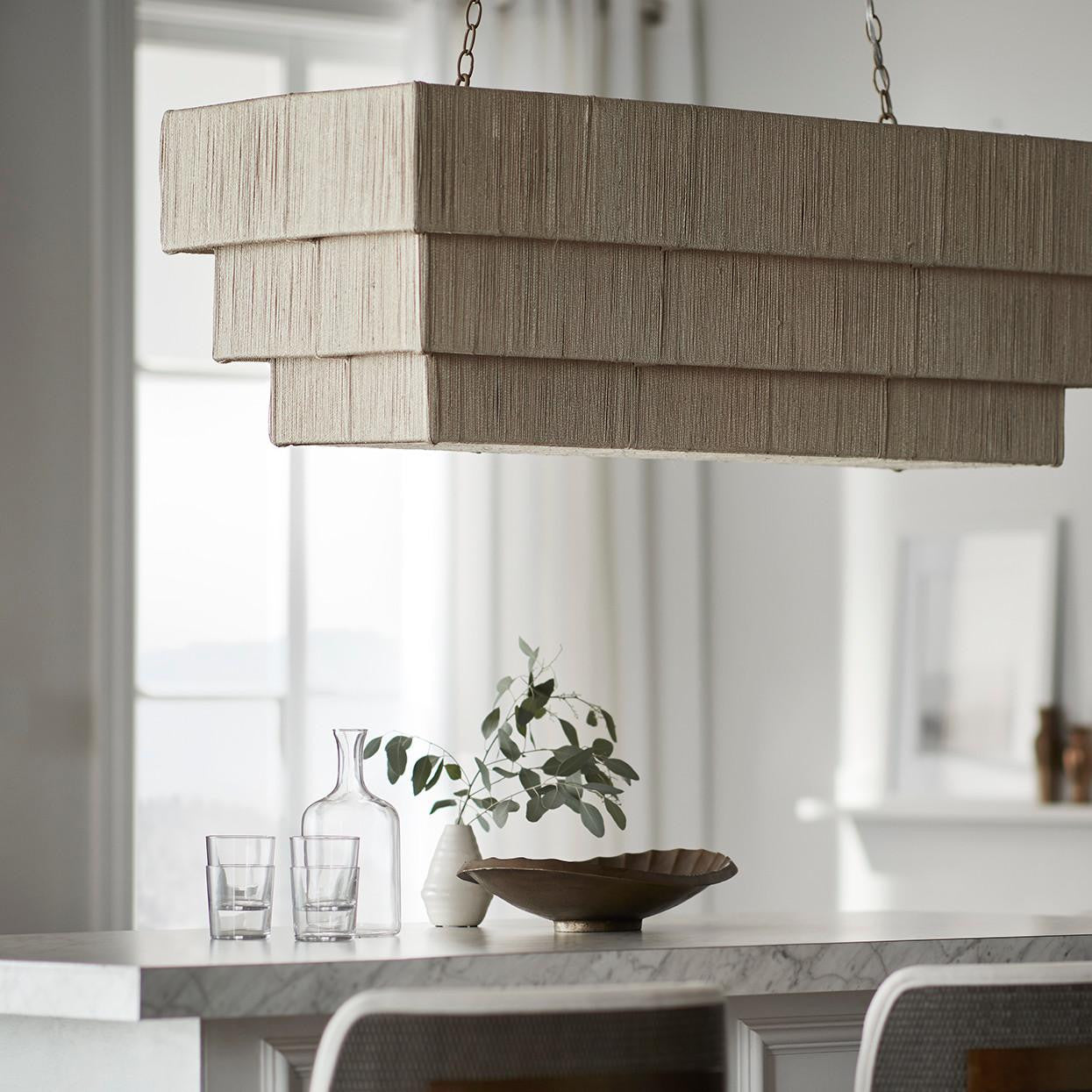Palecek Everly Linear Chandelier, 3-Light, Natural, 48"W (2632-79 3706TN3Y)