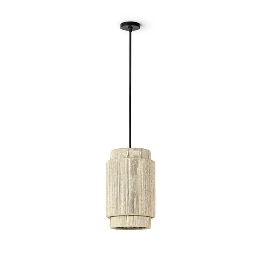 Palecek Everly Outdoor Pendant, 1-Light, Small, Natural, Charcoal, 12"W (2398-79 3706TN1Y)