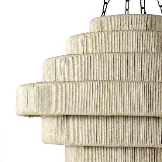 Palecek Everly Outdoor Pendant, 3-Light, Large, Natural, Matte Black, 31"W (2146-79 3706TP3N)