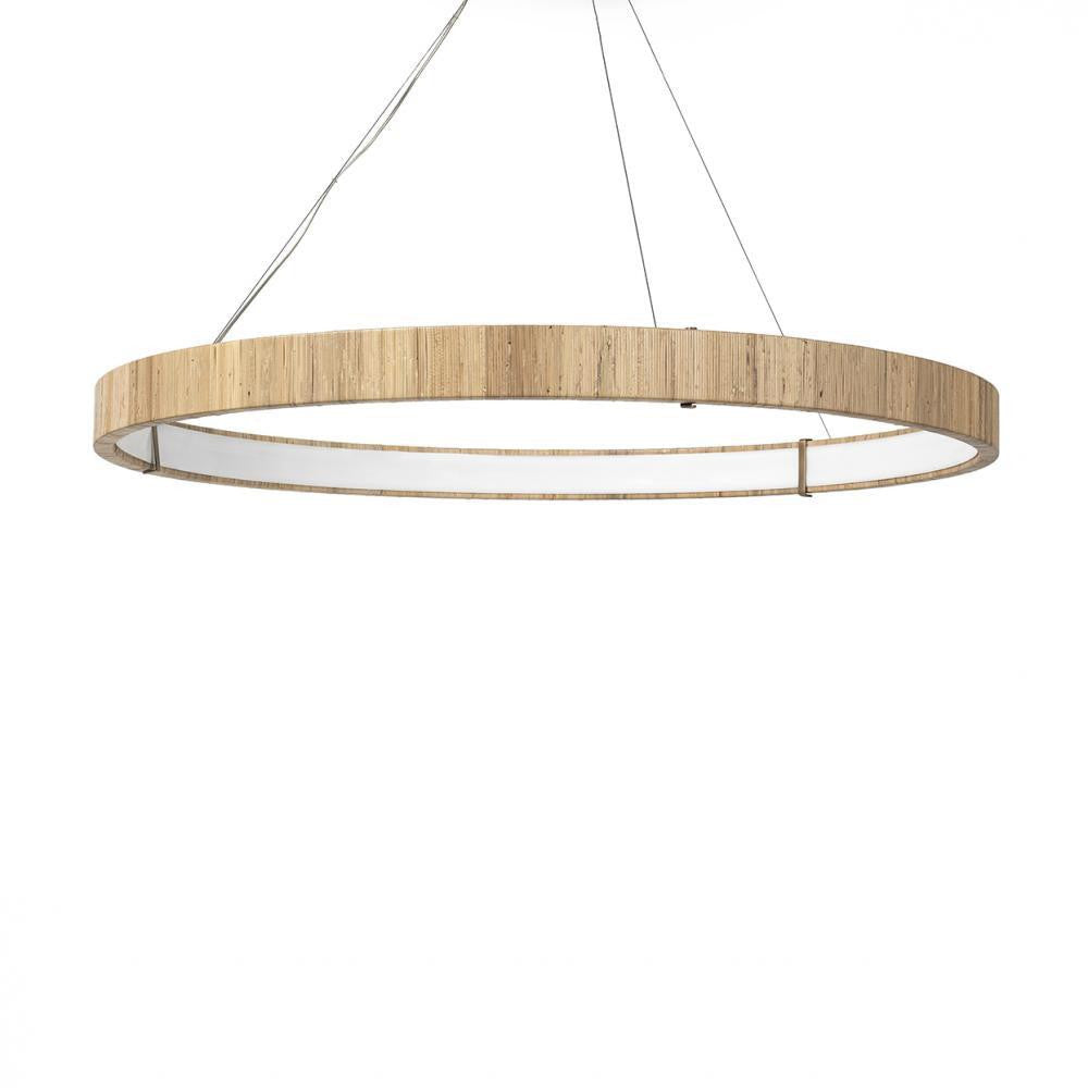Palecek Gibson Chandelier Large Antique Brass, Natural Rattan