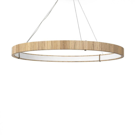 Palecek Gibson Chandelier Large Antique Brass, Natural Rattan