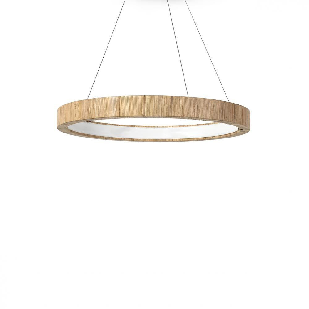 Palecek Gibson Chandelier Small Antique Brass, Natural Rattan