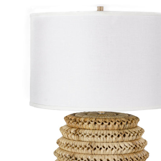 Palecek Kenis Table Lamp, 1-Light, Natural, White Textured Linen Drum Shade, 29"H (2658-61 3706TN46)