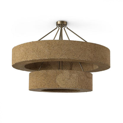Palecek Monterey Tiered Chandelier Antique Brass, Natural Coco