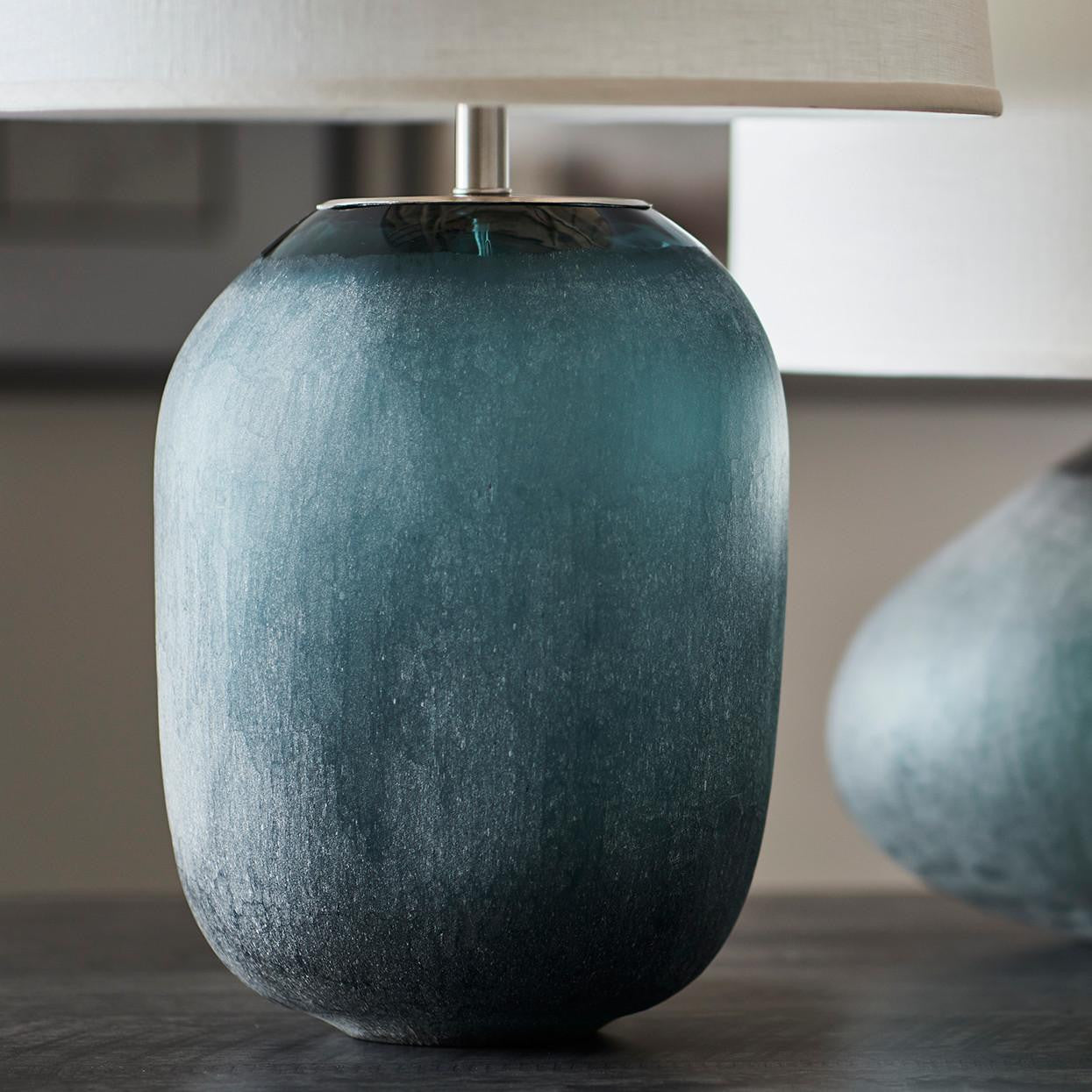 Palecek Mykonos Table Lamp, 1-Light, Tall, Dark Teal, Pewter, White Textured Linen Drum Shade, 27.25"H (2684-94 3706TN4E)