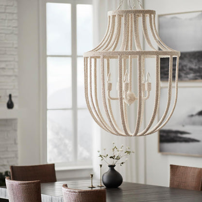 Palecek Paloma Coco Chandelier, 5-Light, White, 28"W (2469-79 3706TN2Y)