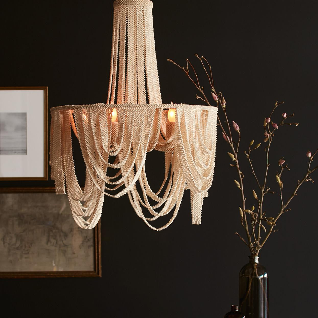 Palecek Selita Chandelier, 4-Light, Cream, 27"W (2458-79 3706TN2T)