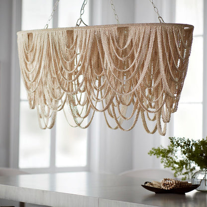 Palecek Selita Linear Chandelier, 4-Light, Cream, 48.25"W (2909-79 3706TP34)