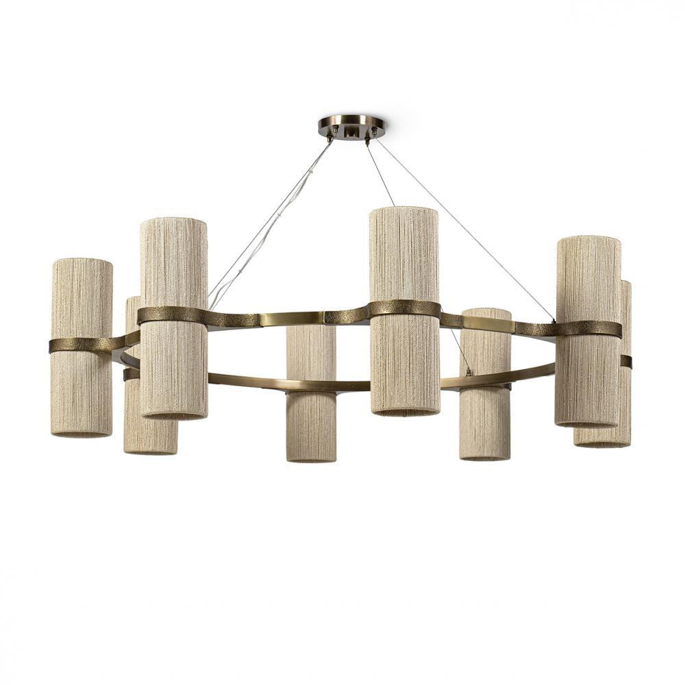 Palecek Sinclair Chandelier Large Abaca Rope, Brass