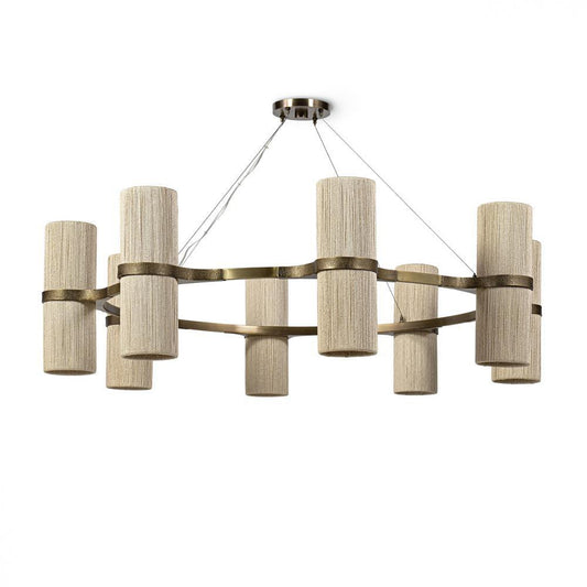 Palecek Sinclair Chandelier Large Abaca Rope, Brass