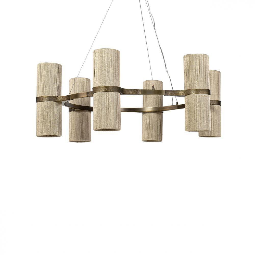 Palecek Sinclair Chandelier Small Abaca Rope, Brass