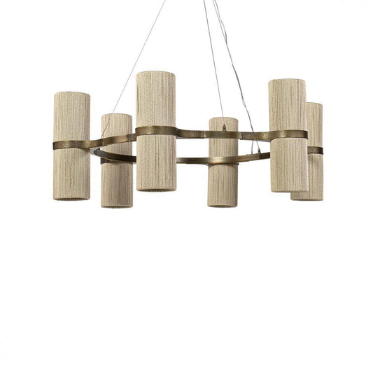 Palecek Sinclair Chandelier Small Abaca Rope, Brass