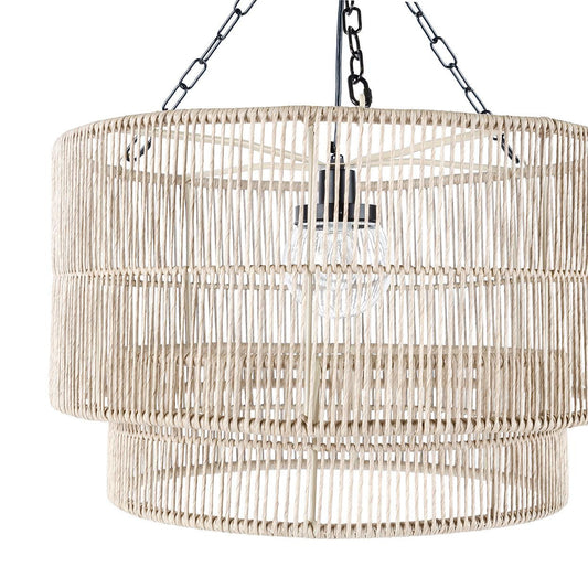Palecek Tanner Outdoor Pendant, Drum, 1-Light, Tan, 30"W (2046-79 3706TM3V)