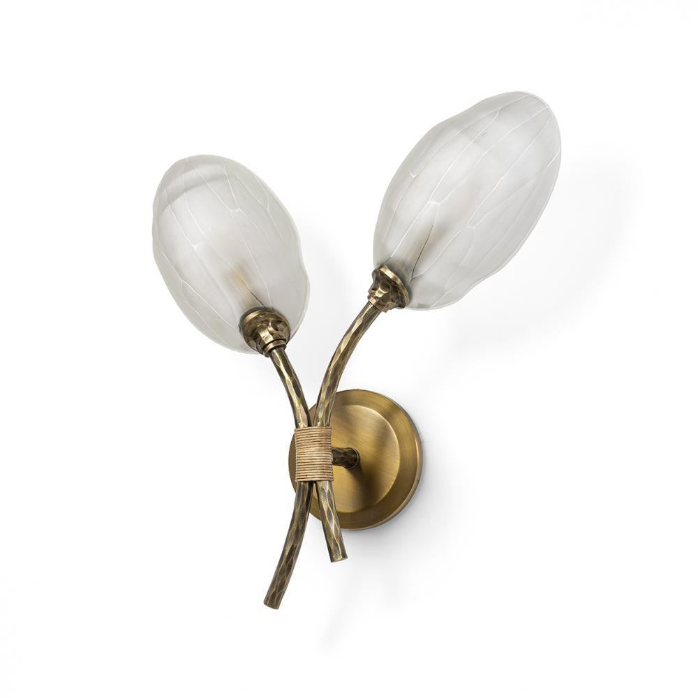 Palecek Terrence Sconce Right Brass, Frosted Glass