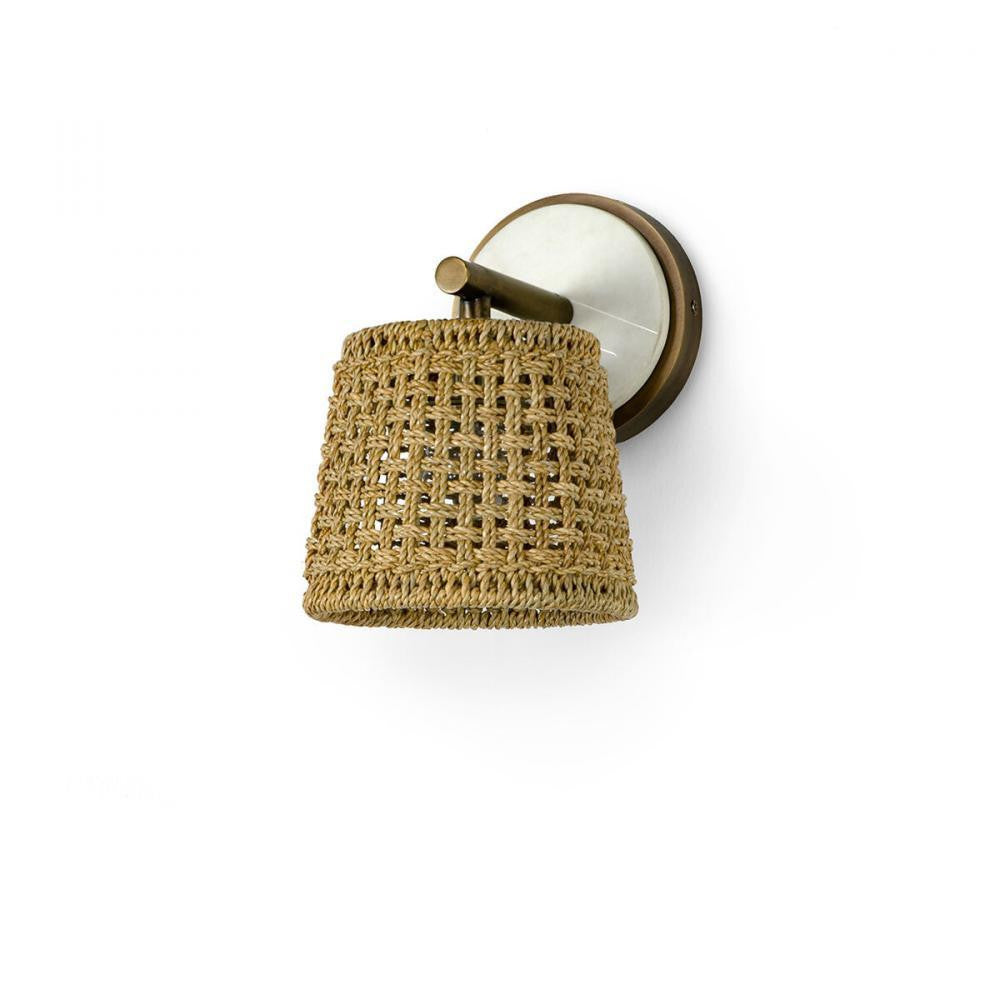 Palecek Winslow Wall Sconce Antique Brass, White