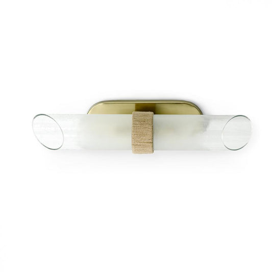 Palecek Yvonne Wall Sconce, 2-Light, Brass, Frosted Textured Glass Cylinder, 4.5"W (2293-79 3706TQ0F)