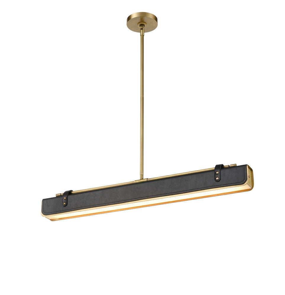 Alora Lighting Valise 31-in LED Linear Chandelier Aged Nickel, Tuxedo Leather