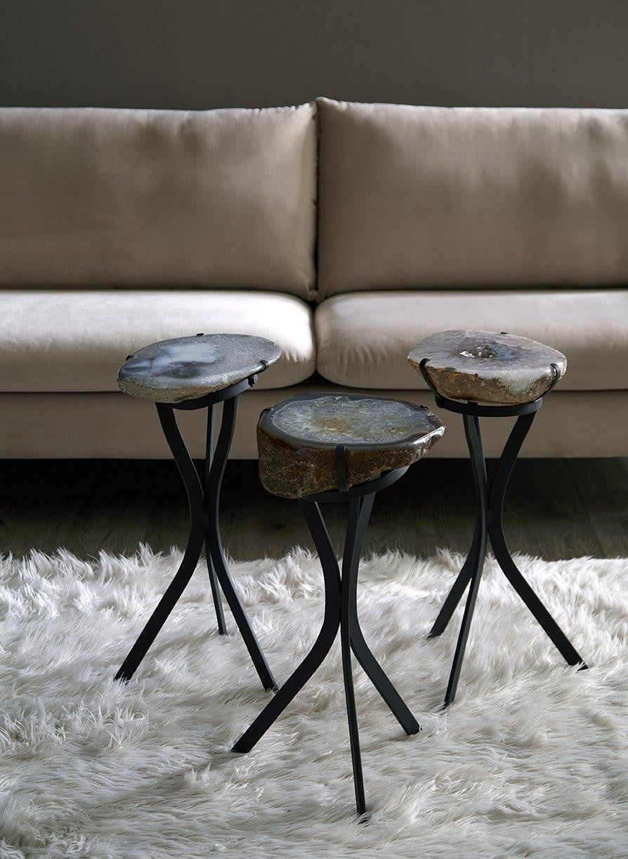 Phillips Collection Agate Side Table, Natural, Black Base, 24"H (BR94182 YV0J07T25N)