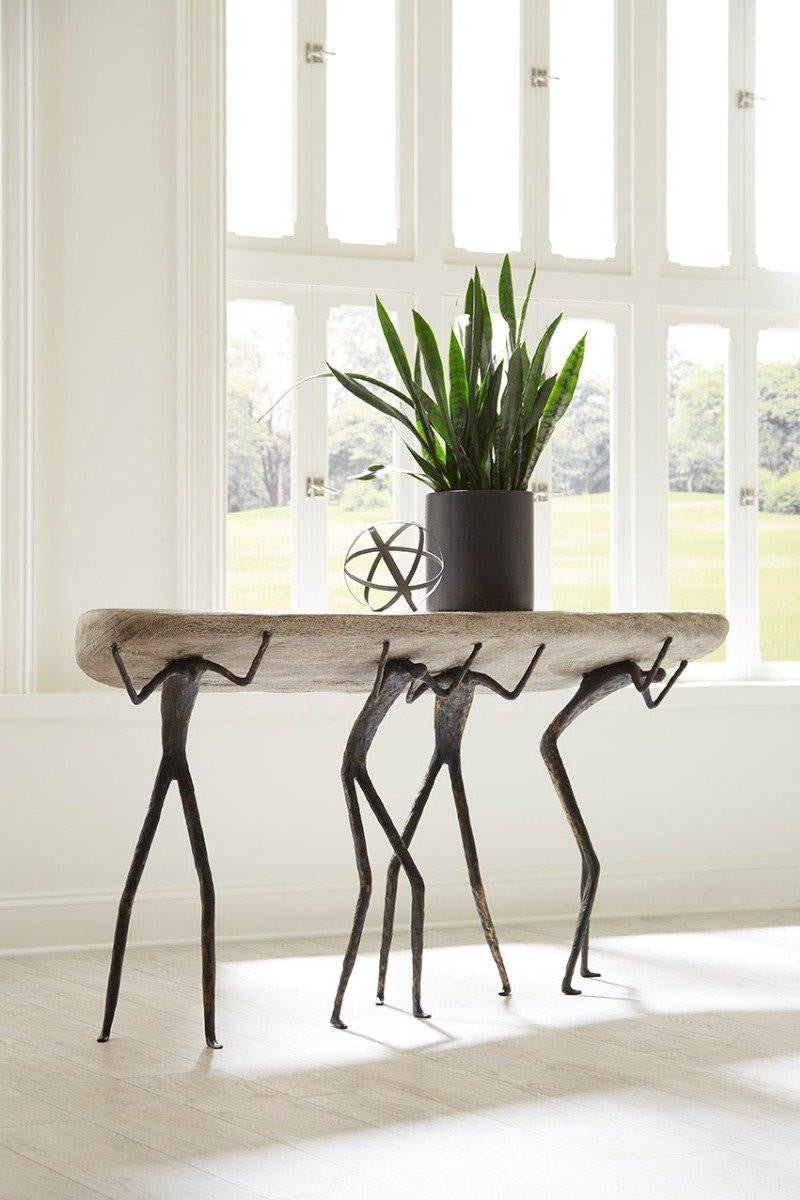 Phillips Collection Atlas Irregular Console Table Graystone, Black