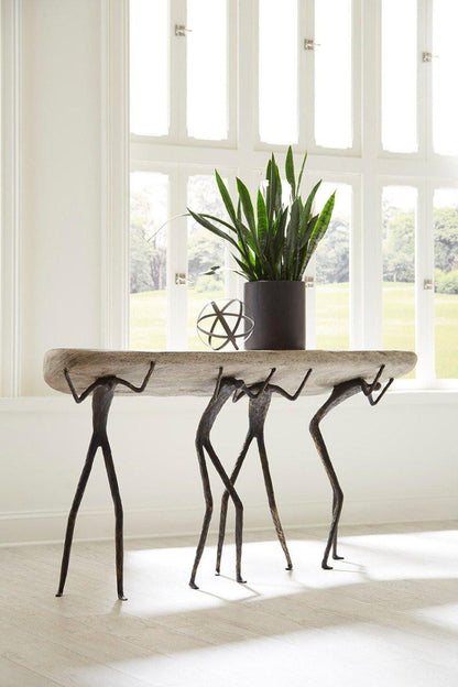 Phillips Collection Atlas Irregular Console Table Graystone, Black