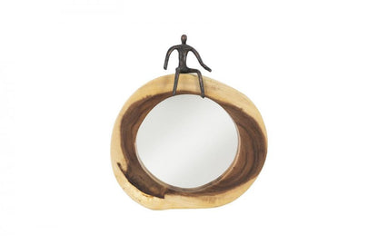 Phillips Collection Atlas Mirror With One Man Full Body Chamcha, Black Forged