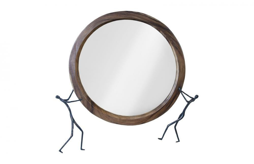 Phillips Collection Atlas Mirror With Two Men Chamcha, Black Forged