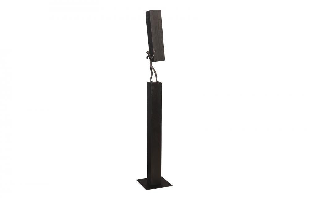 Phillips Collection Atlas Pole Sculpture With Two Men Black