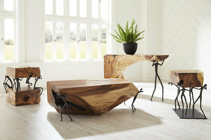 Phillips Collection Atlas Side Table, Chamcha Top, Black Forged Base, 24"H (TH100397 YV0J07T26X)