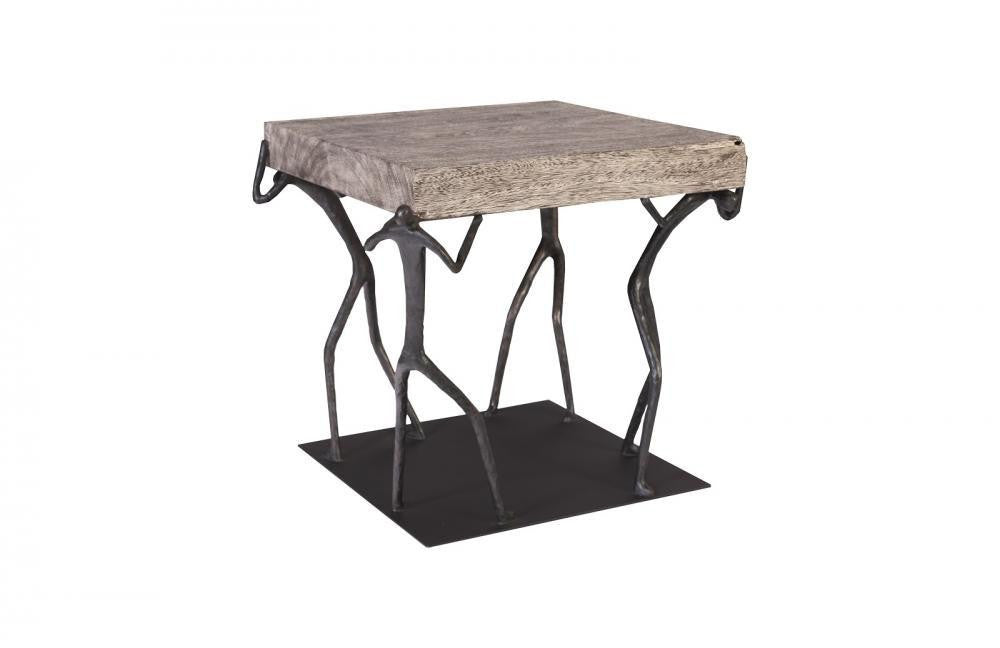 Phillips Collection Atlas Side Table, Graystone Top, Black Base, 20"H (TH100837 YV0J07T26Y)