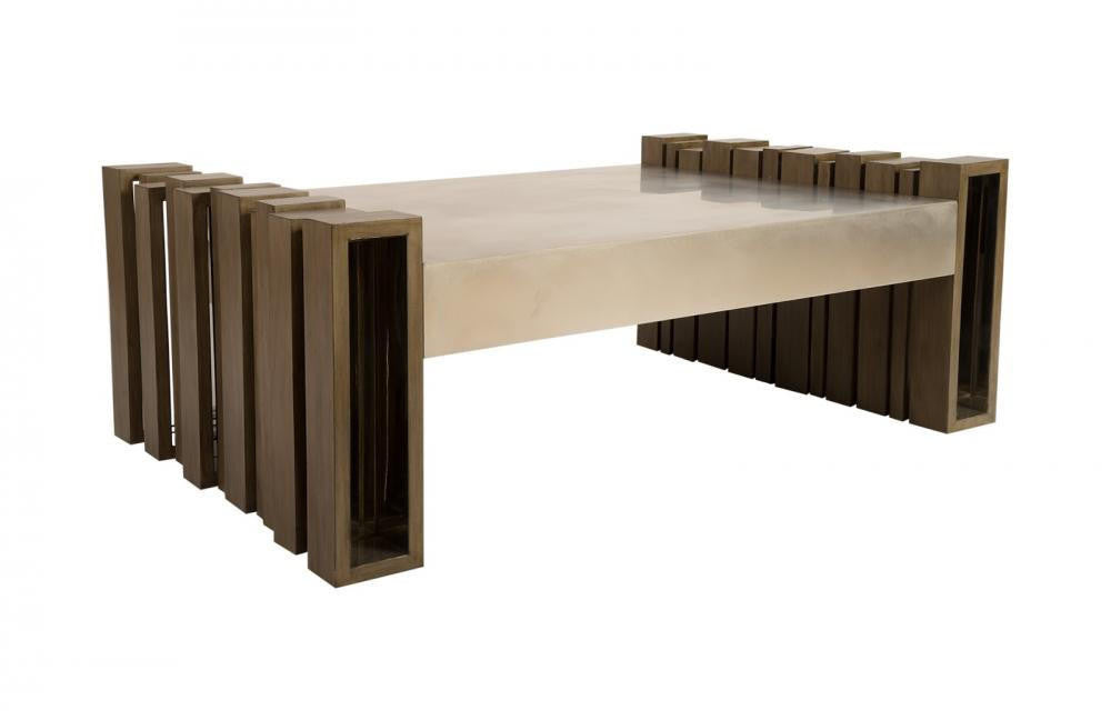 Phillips Collection Barcode Coffee Table Off-White, Mahogany