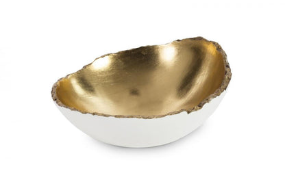 Phillips Collection Broken Egg Bowl Pearl White, Gold Leaf