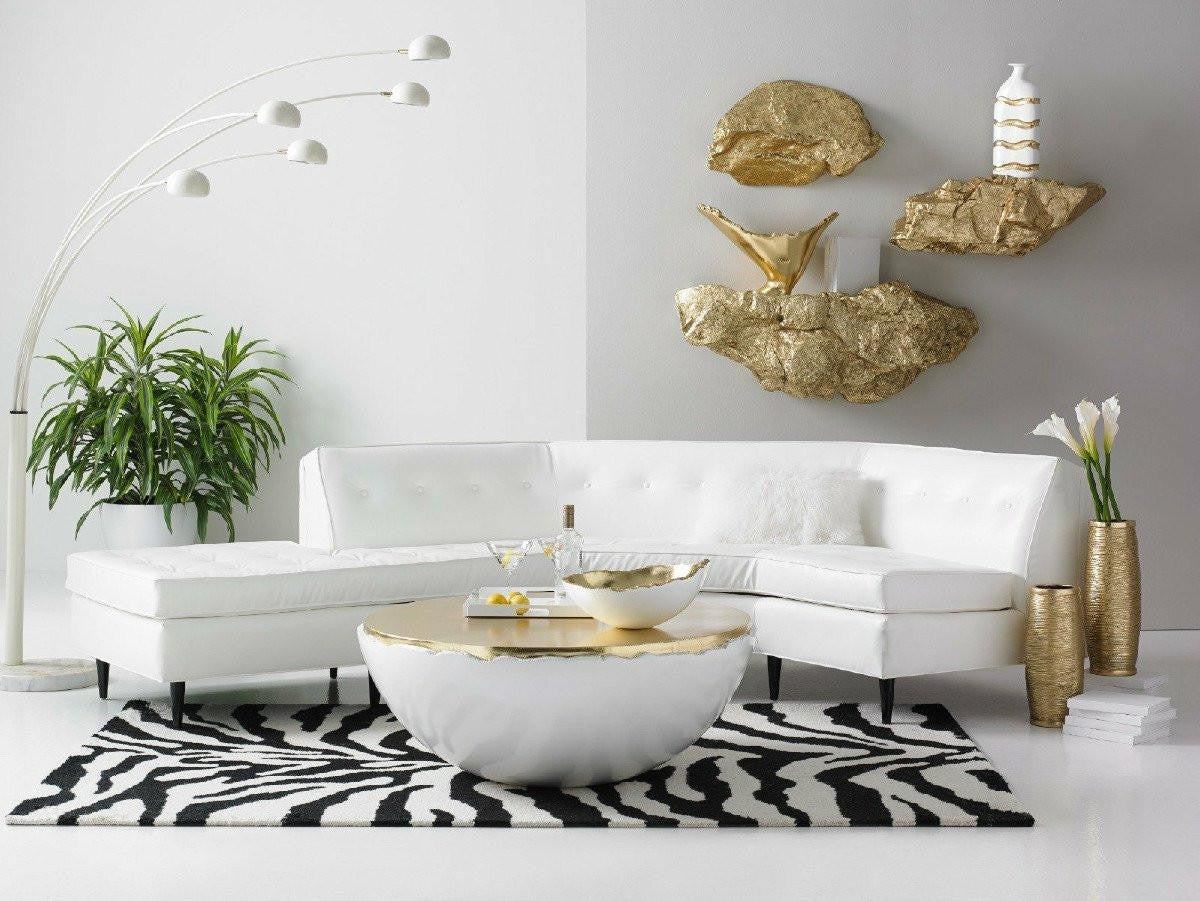Phillips Collection Broken Egg Coffee Table, Pearl White, Gold Leaf, 42"W (PH67500 YV0J07T362)