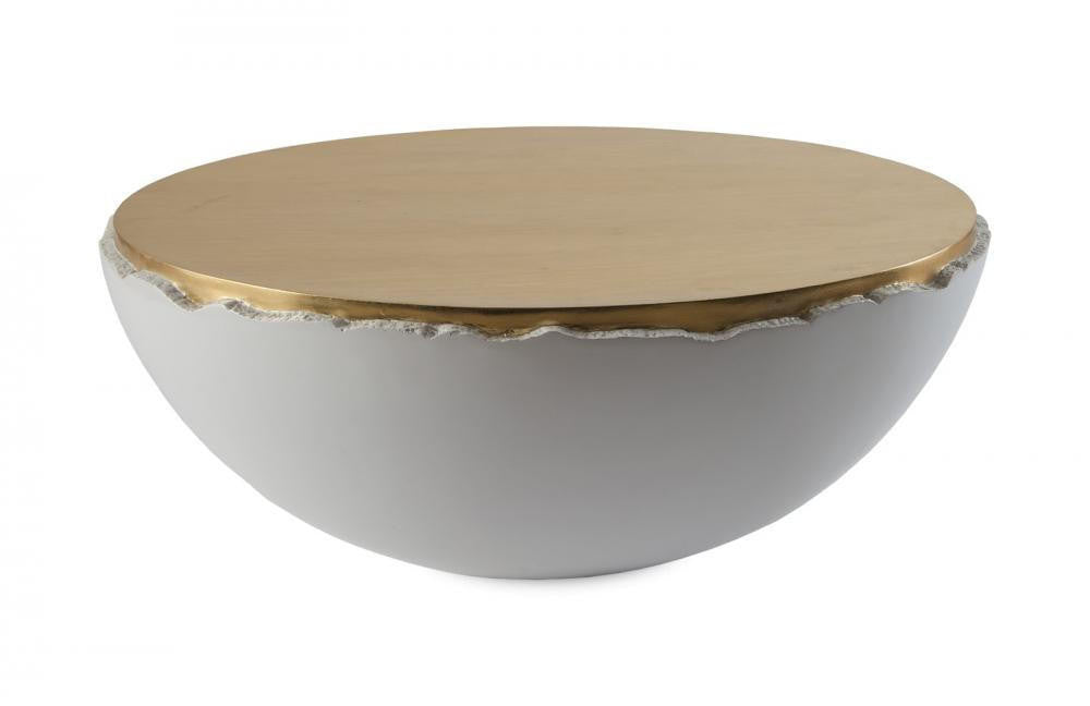 Phillips Collection Broken Egg Coffee Table Pearl White, Gold Leaf