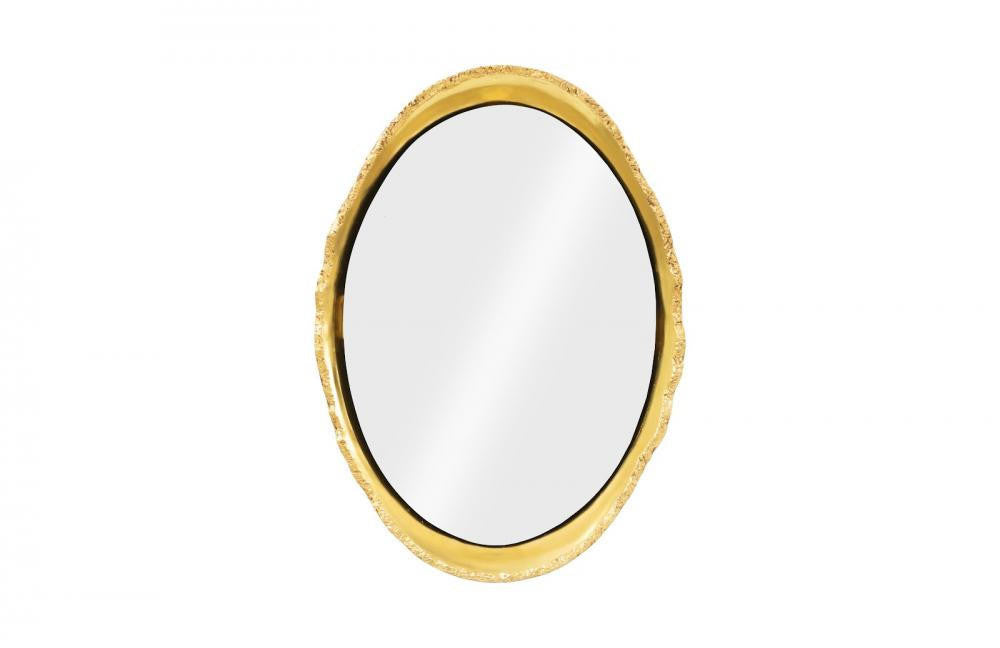 Phillips Collection Broken Egg Mirror Pearl White, Gold Leaf