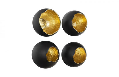 Phillips Collection Broken Egg Wall Sculpture, Set of 4, Black, Gold Leaf, 12"W (PH81190 YV0J07T369)