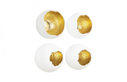 Phillips Collection Broken Egg Set of 4 Wall Sculptures Pearl White, Gold Leaf