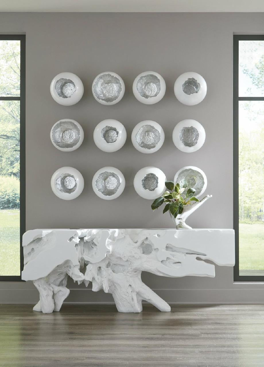 Phillips Collection Broken Egg Wall Sculpture, Set of 4, Pearl White, Silver Leaf, 12"W (PH67625 YV0J07T368)