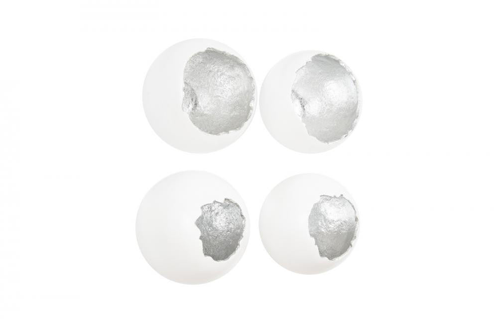 Phillips Collection Broken Egg Wall Sculpture, Set of 4, Pearl White, Silver Leaf, 12"W (PH67625 YV0J07T368)