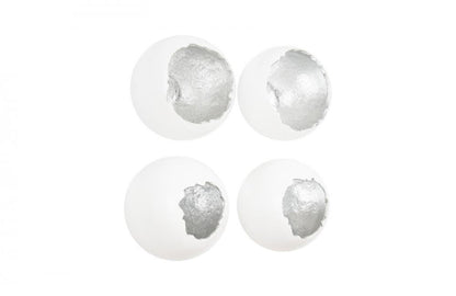 Phillips Collection Broken Egg Wall Sculpture, Set of 4, Pearl White, Silver Leaf, 12"W (PH67625 YV0J07T368)