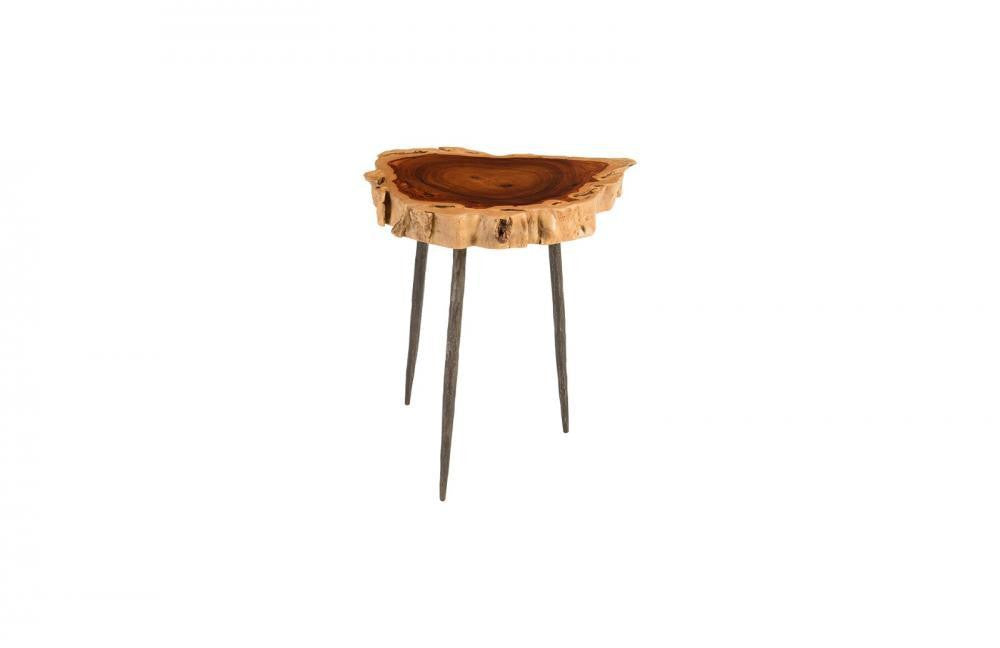 Phillips Collection Burled Side Table Wood, Black Forged