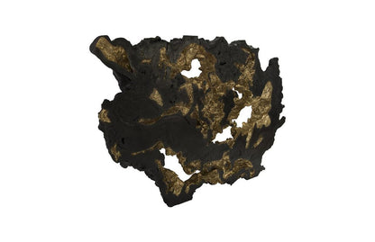 Phillips Collection Burled Wall Sculpture, Black, Gold Leaf, 96"W (PH83682 YV0J07T436)