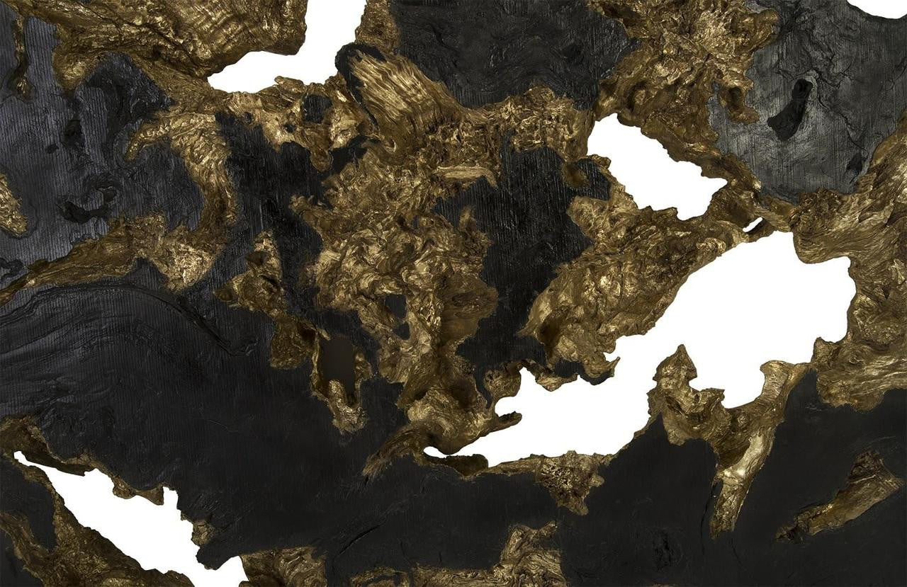 Phillips Collection Burled Wall Sculpture, Black, Gold Leaf, 96"W (PH83682 YV0J07T436)