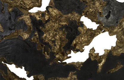 Phillips Collection Burled Wall Sculpture, Black, Gold Leaf, 96"W (PH83682 YV0J07T436)